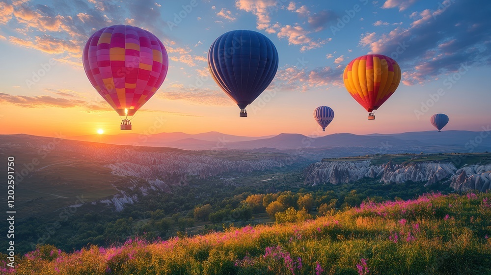Fototapeta premium Sunrise hot air balloons Cappadocia valley travel