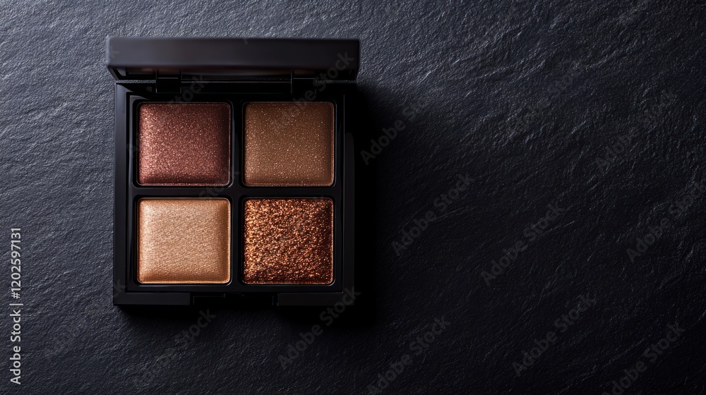Fototapeta premium Eyeshadow palette, open, dark background, beauty, cosmetic