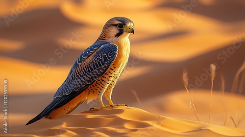 Desert Falcon Sunrise Hunting Dune Wildlife photo