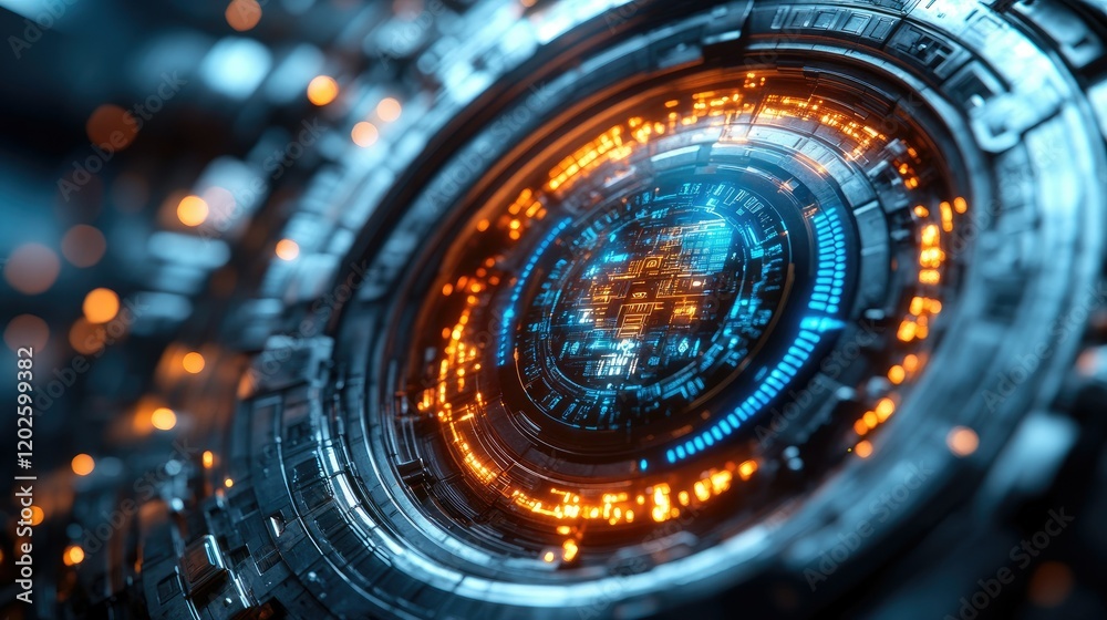 A futuristic, abstract design featuring glowing circuitry and digital elements. A futuristic, abstract design featuring glowing circuitry and digital elements.