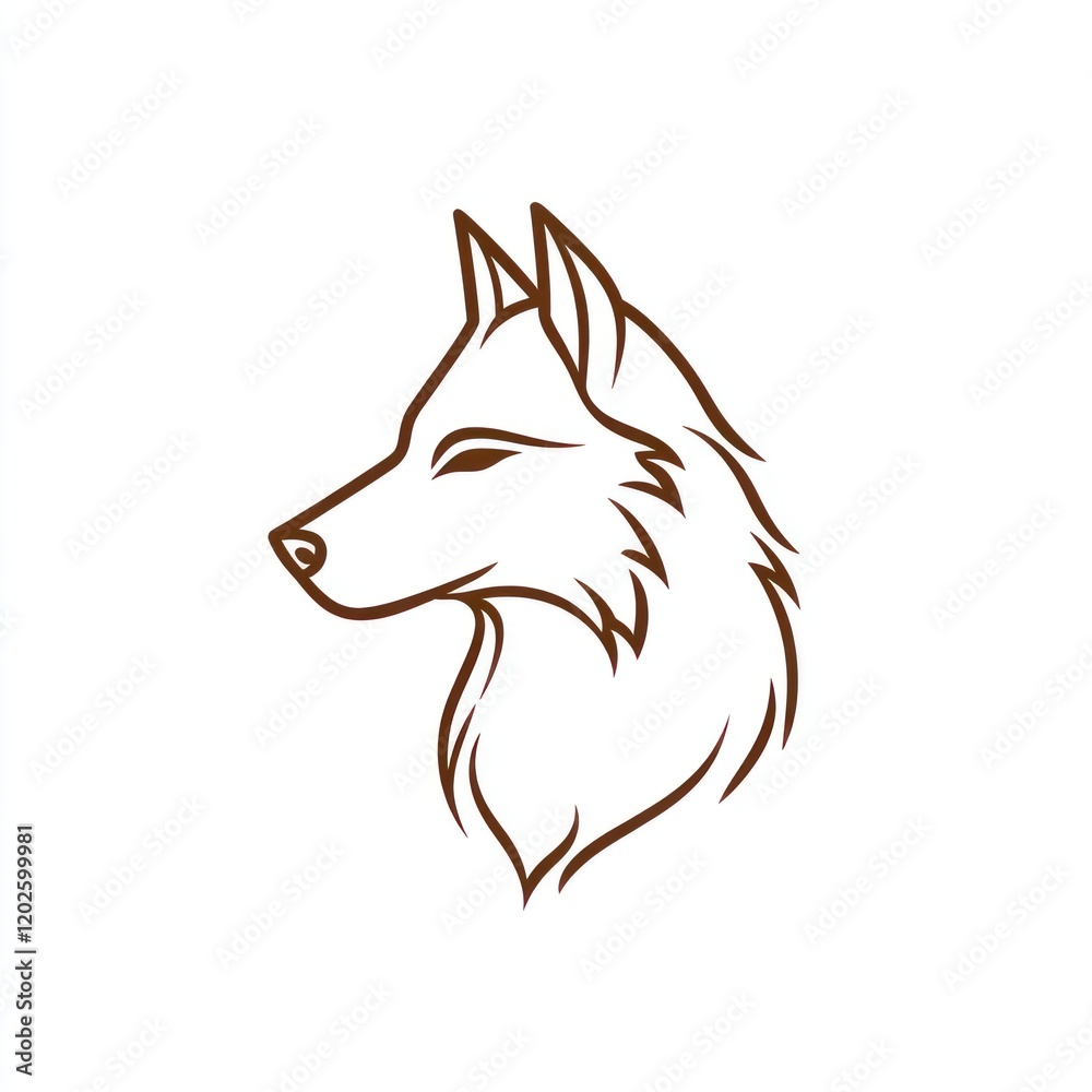 Obraz premium Wolf head profile, nature, wildlife, simple line art, logo design
