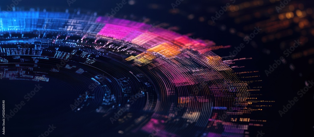 Fototapeta premium Abstract data swirl; digital backdrop; vibrant colors