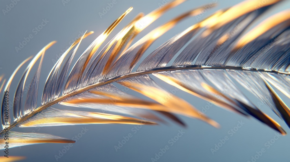 Golden palm frond, studio shot, elegant, design element Golden palm frond, studio shot, elegant, design element
