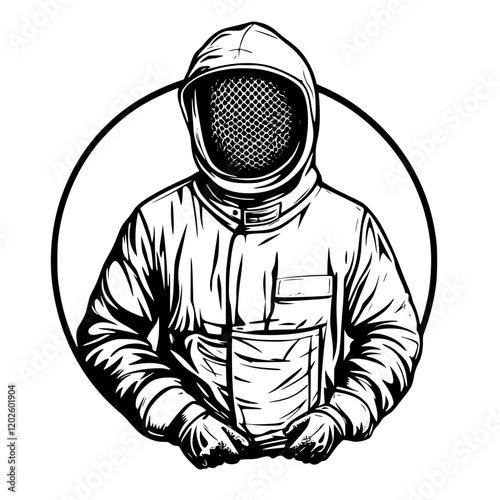 Protective beekeeper gear showcases the artistry of nature while ensuring safety during honey harvesting on a sunny day