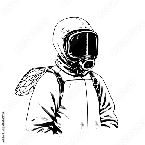 Protective gear worn by a scientist in a sterile environment conducts research amid concerns for safety and health risks