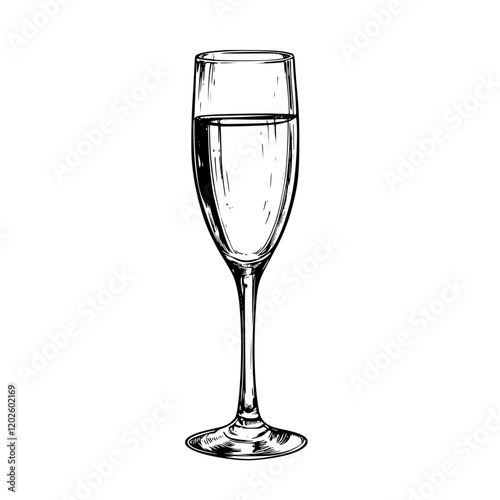 Elegant sparkling glass filled with effervescent bubbles ready for a celebration at twilight in a cozy venue