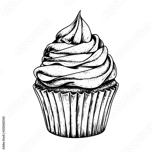 Deliciously crafted cupcake showcasing swirls of cream frosting in a whimsical design