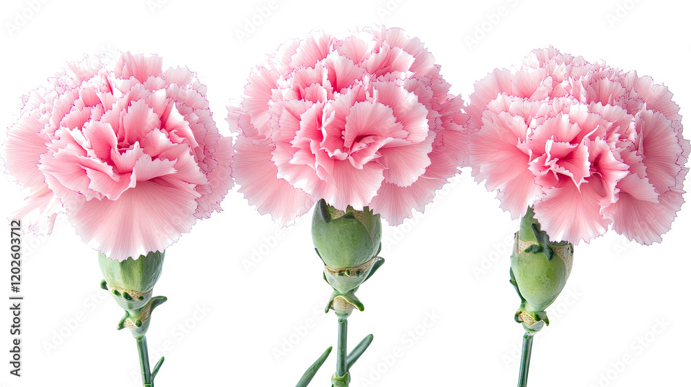 Beautiful Pink Carnation Flower Collection on White Generative AI Beautiful Pink Carnation Flower Collection on White Generative AI