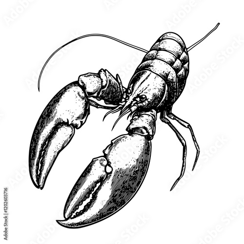 Lively lobster exploring the depths of the ocean with its impressive claws during a serene underwater moment