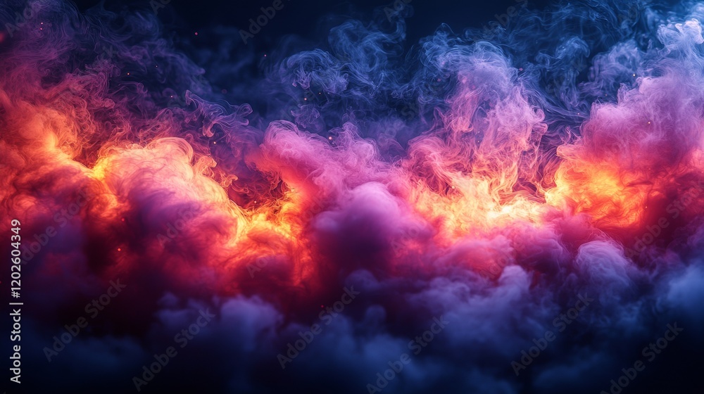 Dramatic clouds with vibrant purple and orange hues Dramatic clouds with vibrant purple and orange hues