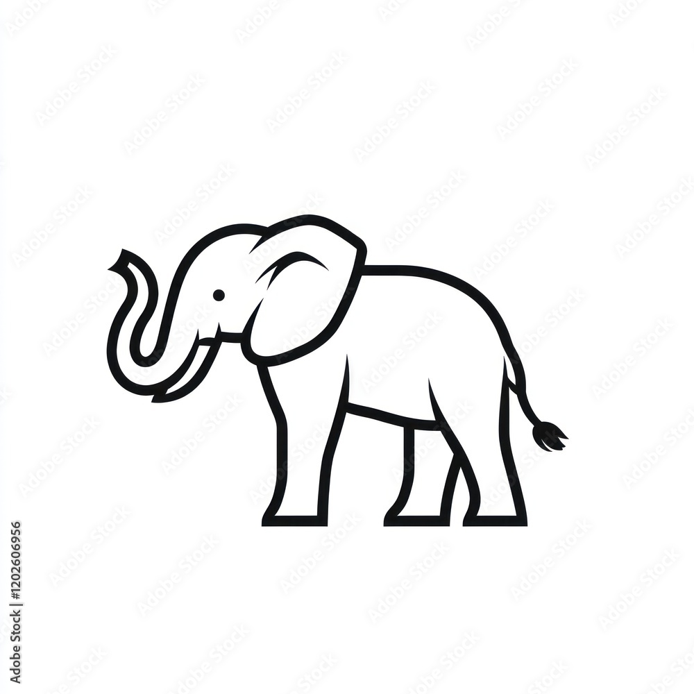Obraz premium African elephant profile, wildlife, nature, safari, white background, children's book illustration