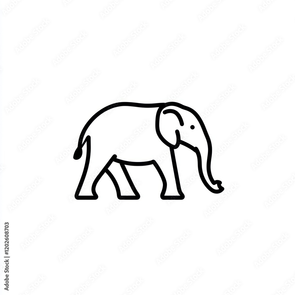 Elephant outline drawing isolated on plain background used for educational purposes Elephant outline drawing isolated on plain background used for educational purposes
