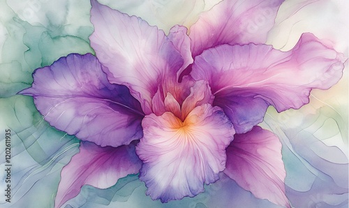 Delicate Purple Iris Floral Art photo