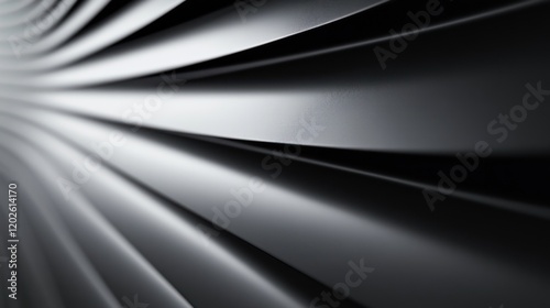 Abstract dark gray metallic curves, converging lines, background texture, design element