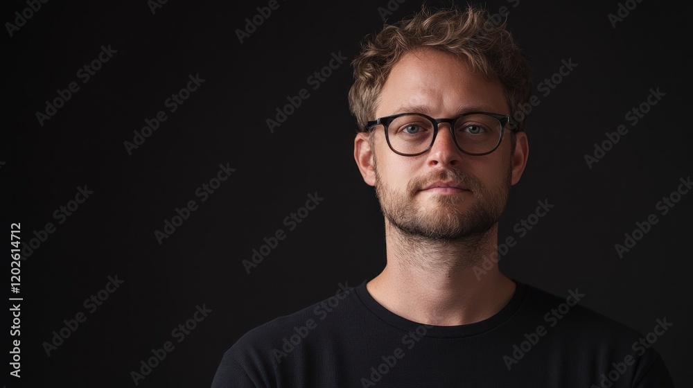 Man, portrait, studio, black background, serious expression, headshot Man, portrait, studio, black background, serious expression, headshot