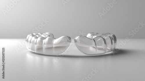 Clear dental mouthguard on white background, sleep apnea treatment photo