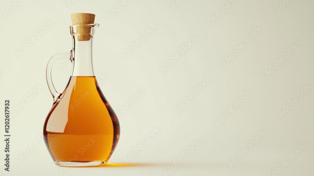 Glass oil decanter, studio shot, light background, cooking ingredient Glass oil decanter, studio shot, light background, cooking ingredient