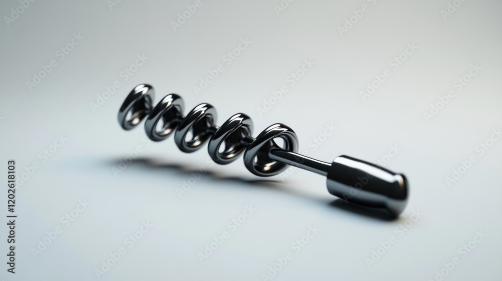 Chrome corkscrew studio shot, minimalist background, wine opener, product photography Chrome corkscrew studio shot, minimalist background, wine opener, product photography