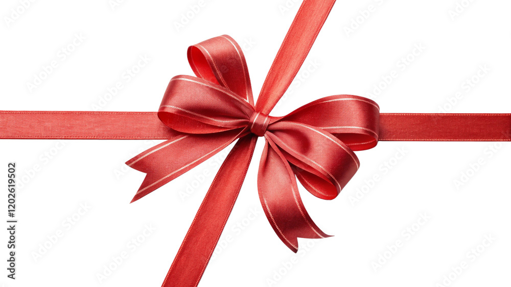 ribbon with red bow for gift, isolated, transparent background, AI ribbon with red bow for gift, isolated, transparent background, AI