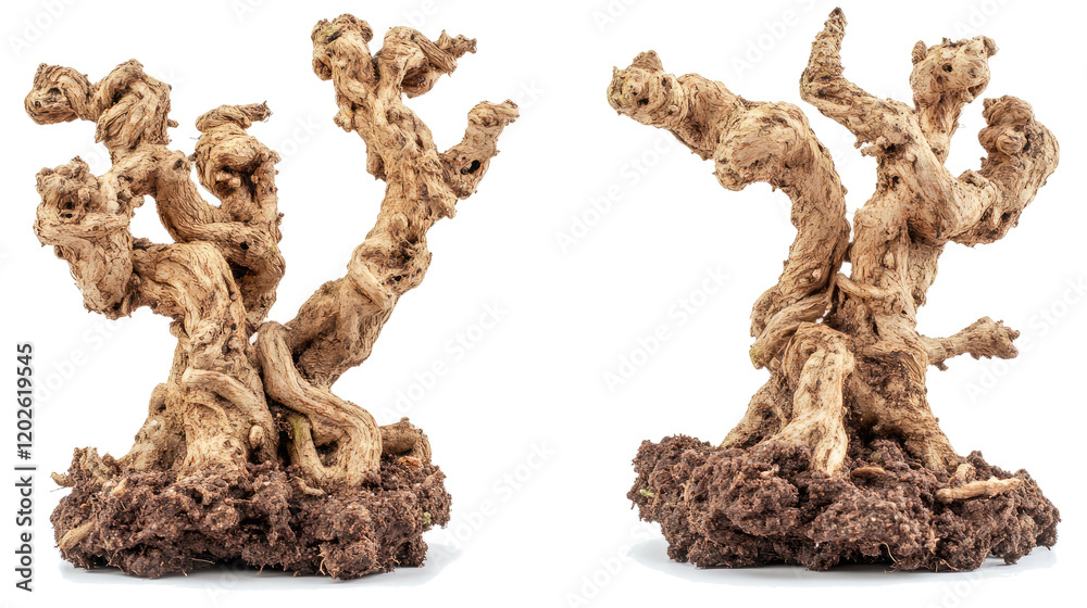 Fototapeta premium Eerie Twisted Trees on Clear Background Generative AI