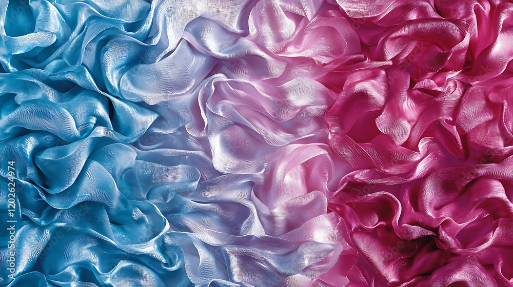 Obraz premium Blue, pink, and purple silk fabric texture background
