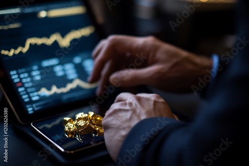 Man analyzes gold market charts