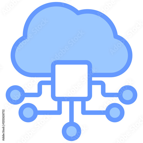 Cloud Computing Blue Icon