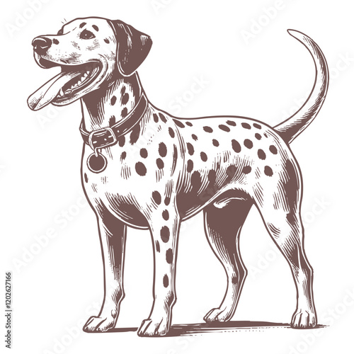 Dalmatian dog vector | dog vector | dog illustration | dog silhouette | dog tattoo | dog engraving | dog drawing photo