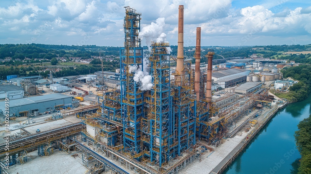 Obraz premium Aerial View of Industrial Refinery Complex