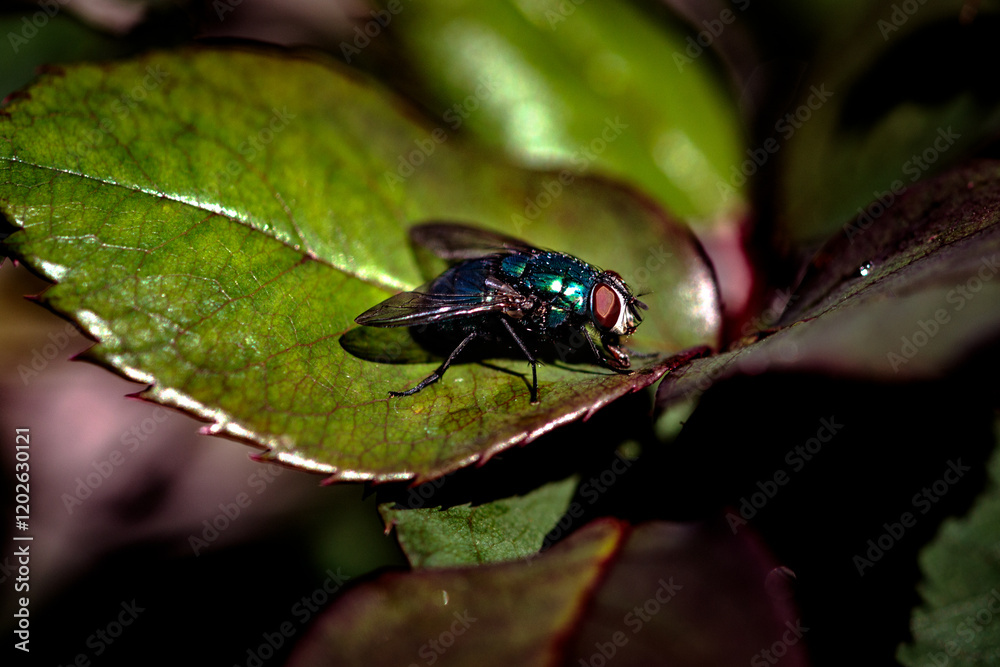 Naklejka premium fly on a leaf