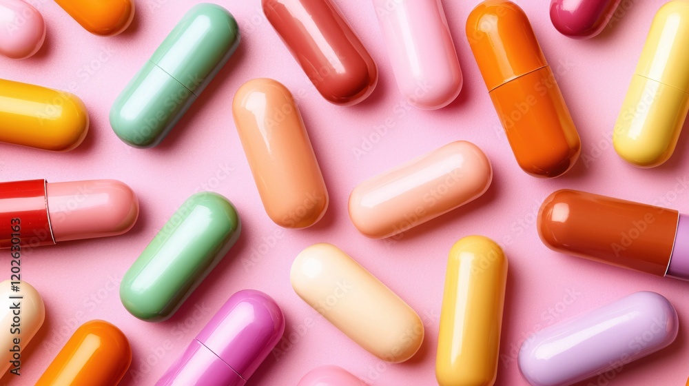 Colorful Capsules on Pink Background Vibrant Medicine Healthcare Concept Colorful Capsules on Pink Background Vibrant Medicine Healthcare Concept