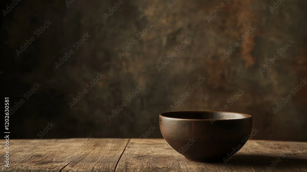 Rustic wooden bowl on a textured wooden surface Rustic wooden bowl on a textured wooden surface