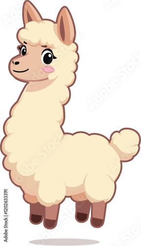 Alpaca cute Illustration – Kawaii, Funny, Jumping, Smiling, Adorable Alpaca