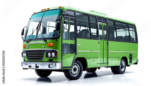 Green Vintage Bus - Retro Transportation Stock Photo