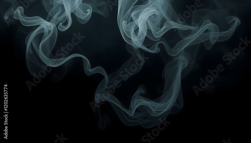 Abstract Smoke Design Dark Background Swirling fog art grey blue haze 