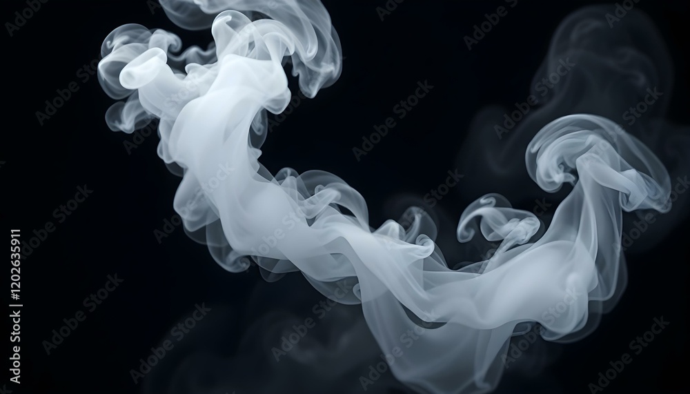 Fototapeta premium Abstract White Smoke Swirls Dark Background fog art haze grey vapor 