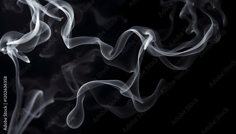 Fototapeta premium Abstract White Smoke Swirls Dark Background Art Grey Black Image Photo