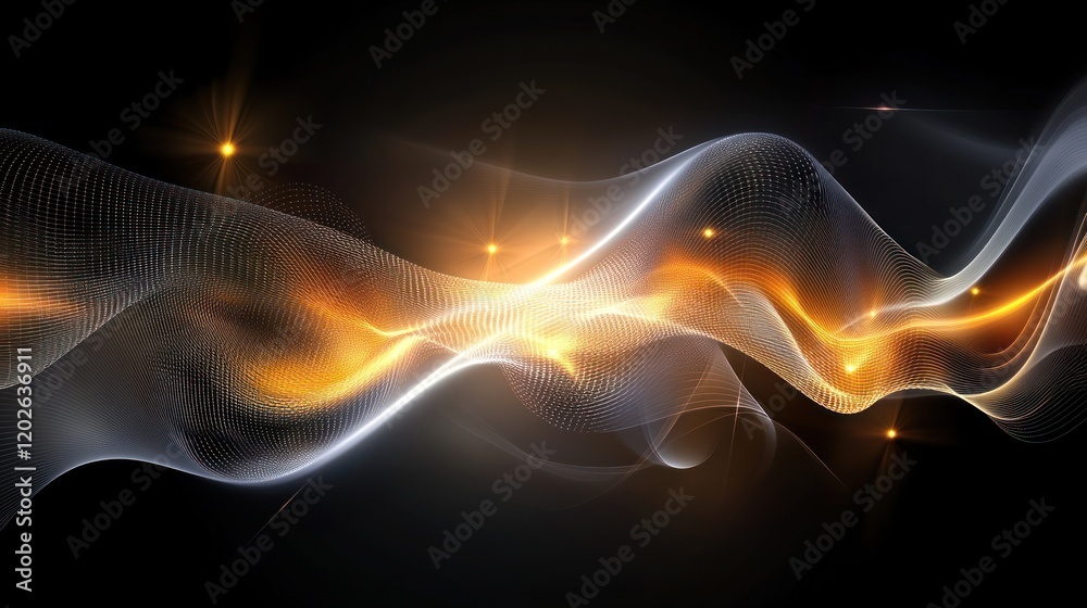 Fototapeta premium Abstract waves of light and energy in dark space.