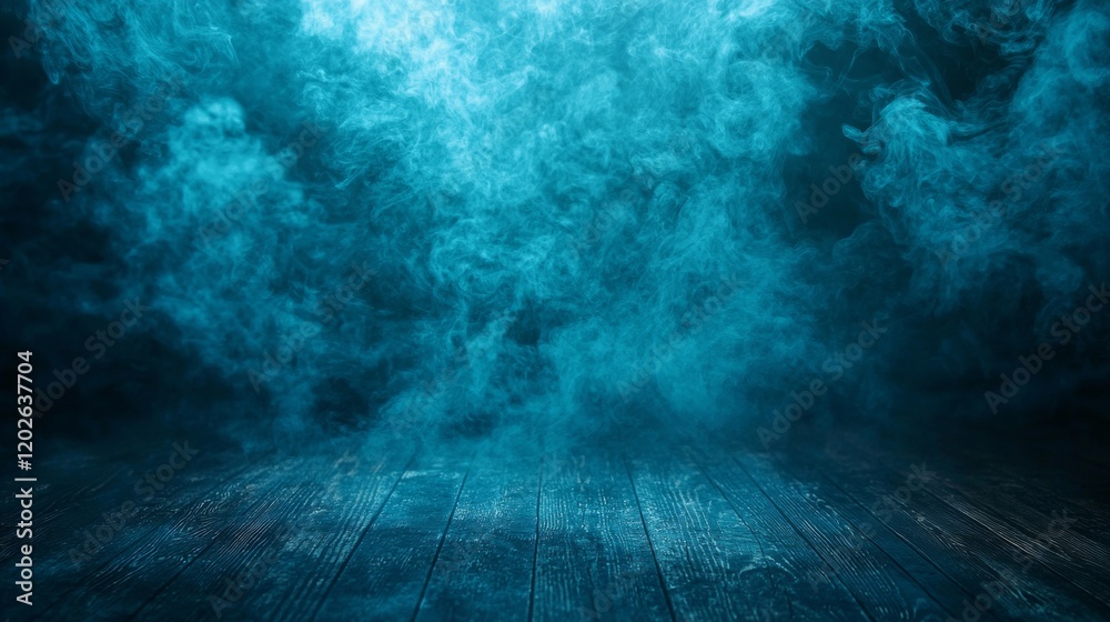 Moody abstract space with dense blue fog Moody abstract space with dense blue fog