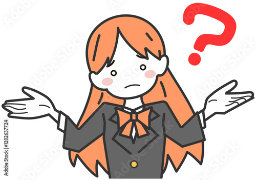 疑問で首をかしげる女子学生・生徒