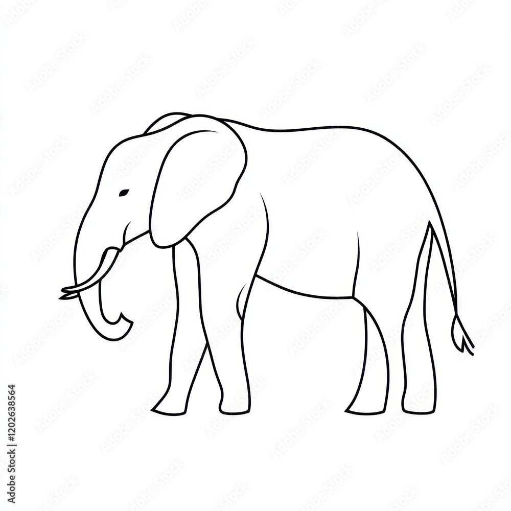 Fototapeta premium African elephant, walking, savanna background, wildlife illustration, educational use