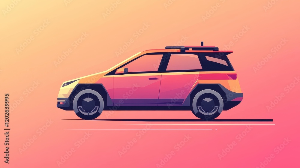 Obraz premium Ride-sharing services flat design side view modern urban commuting animation triadic color scheme