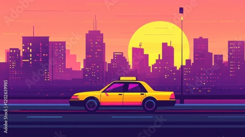 Ride-sharing services flat design side view modern urban commuting animation triadic color scheme