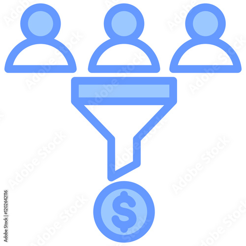 Sales Funnel Blue Icon