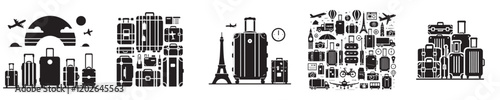 vector set of suitcase silhouettes