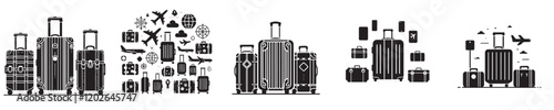 vector set of suitcase silhouettes