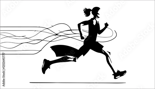 Running woman. Silhouette of a sportswoman. Vector illustration