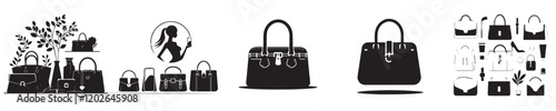 vector set of suitcase silhouettes