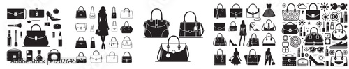 set of vector women's bags silhouettes