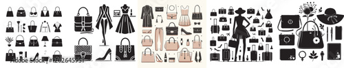 set of vector women's bags silhouettes